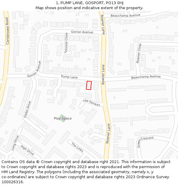 1, PUMP LANE, GOSPORT, PO13 0HJ: Location map and indicative extent of plot