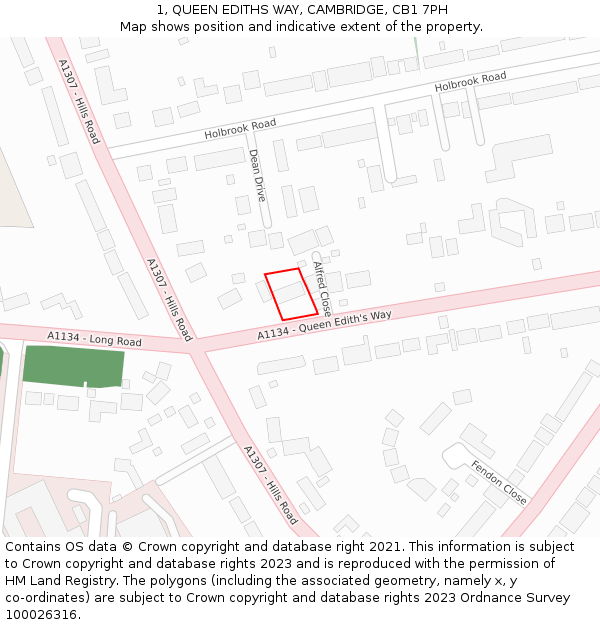 1, QUEEN EDITHS WAY, CAMBRIDGE, CB1 7PH: Location map and indicative extent of plot