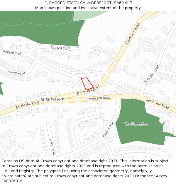 1, RAGGED STAFF, SAUNDERSFOOT, SA69 9HT: Location map and indicative extent of plot