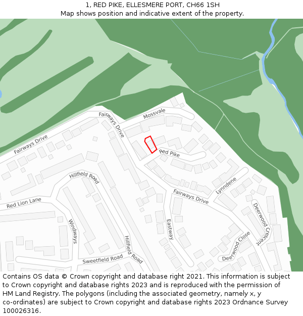 1, RED PIKE, ELLESMERE PORT, CH66 1SH: Location map and indicative extent of plot