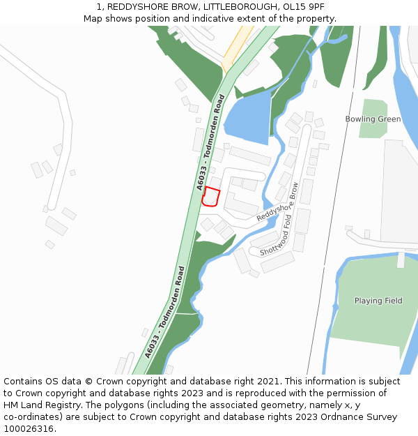 1, REDDYSHORE BROW, LITTLEBOROUGH, OL15 9PF: Location map and indicative extent of plot