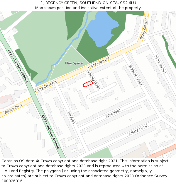 1, REGENCY GREEN, SOUTHEND-ON-SEA, SS2 6LU: Location map and indicative extent of plot