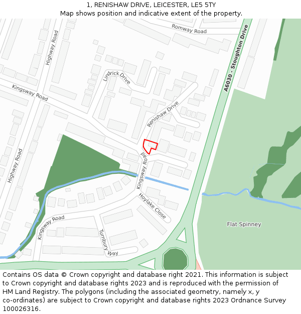 1, RENISHAW DRIVE, LEICESTER, LE5 5TY: Location map and indicative extent of plot