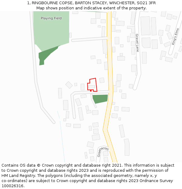 1, RINGBOURNE COPSE, BARTON STACEY, WINCHESTER, SO21 3FR: Location map and indicative extent of plot