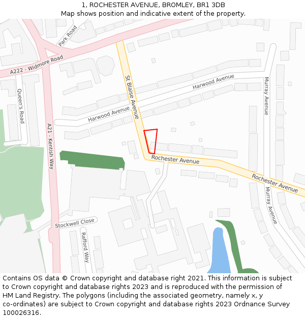 1, ROCHESTER AVENUE, BROMLEY, BR1 3DB: Location map and indicative extent of plot