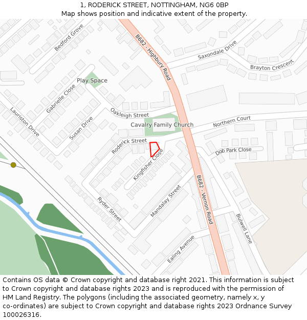 1, RODERICK STREET, NOTTINGHAM, NG6 0BP: Location map and indicative extent of plot