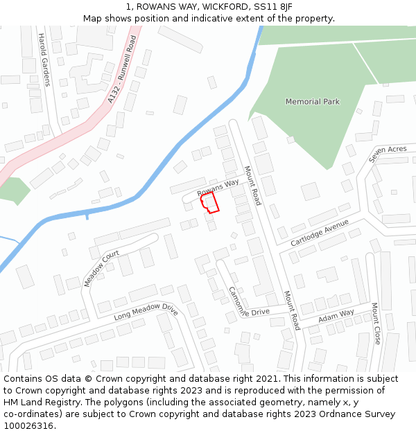 1, ROWANS WAY, WICKFORD, SS11 8JF: Location map and indicative extent of plot