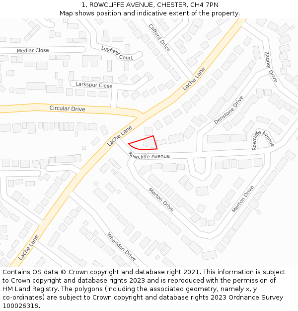 1, ROWCLIFFE AVENUE, CHESTER, CH4 7PN: Location map and indicative extent of plot