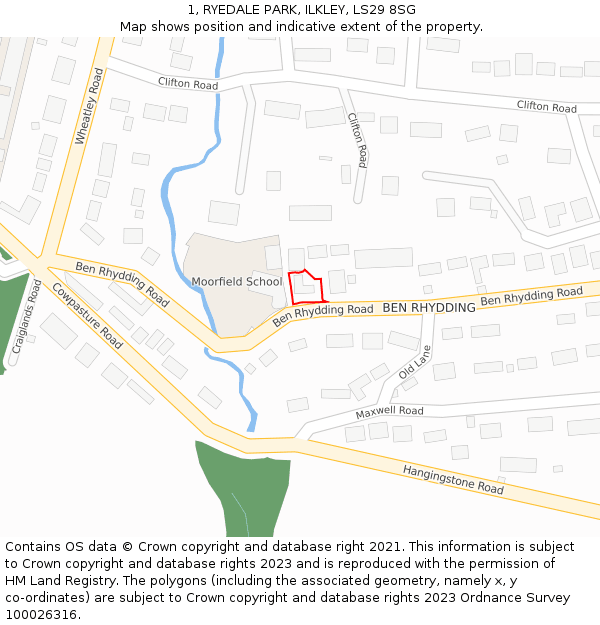 1, RYEDALE PARK, ILKLEY, LS29 8SG: Location map and indicative extent of plot