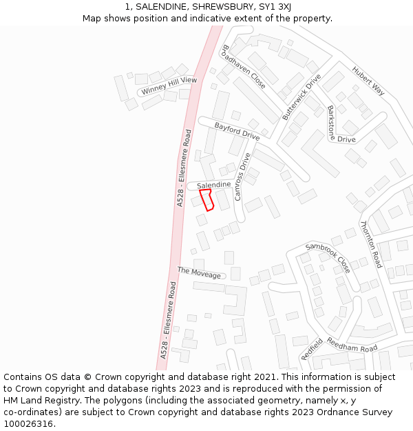 1, SALENDINE, SHREWSBURY, SY1 3XJ: Location map and indicative extent of plot