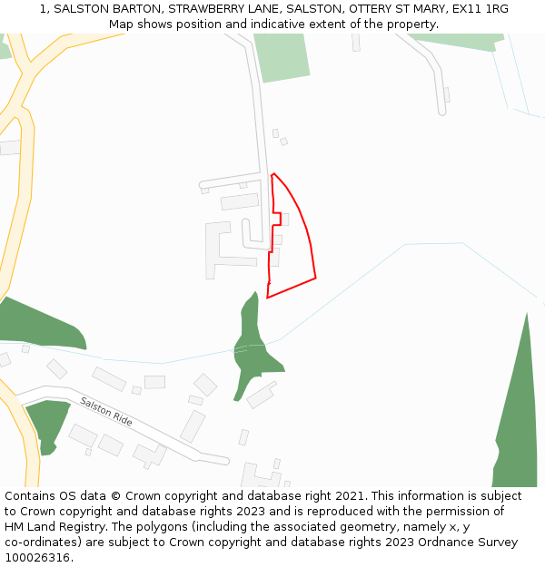 1, SALSTON BARTON, STRAWBERRY LANE, SALSTON, OTTERY ST MARY, EX11 1RG: Location map and indicative extent of plot