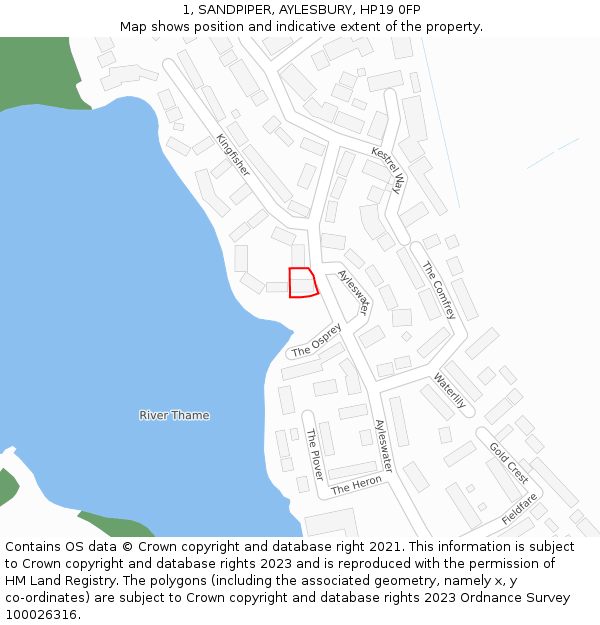 1, SANDPIPER, AYLESBURY, HP19 0FP: Location map and indicative extent of plot