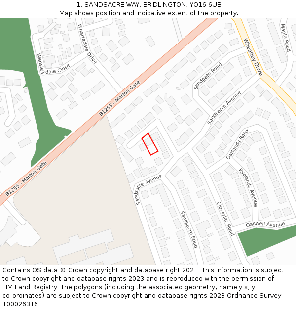 1, SANDSACRE WAY, BRIDLINGTON, YO16 6UB: Location map and indicative extent of plot