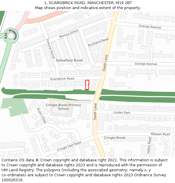 1, SCARISBRICK ROAD, MANCHESTER, M19 2BT: Location map and indicative extent of plot