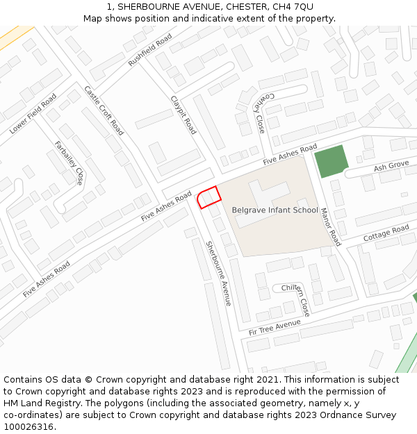 1, SHERBOURNE AVENUE, CHESTER, CH4 7QU: Location map and indicative extent of plot