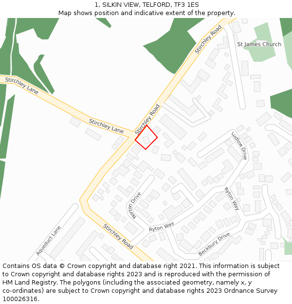 1, SILKIN VIEW, TELFORD, TF3 1ES: Location map and indicative extent of plot