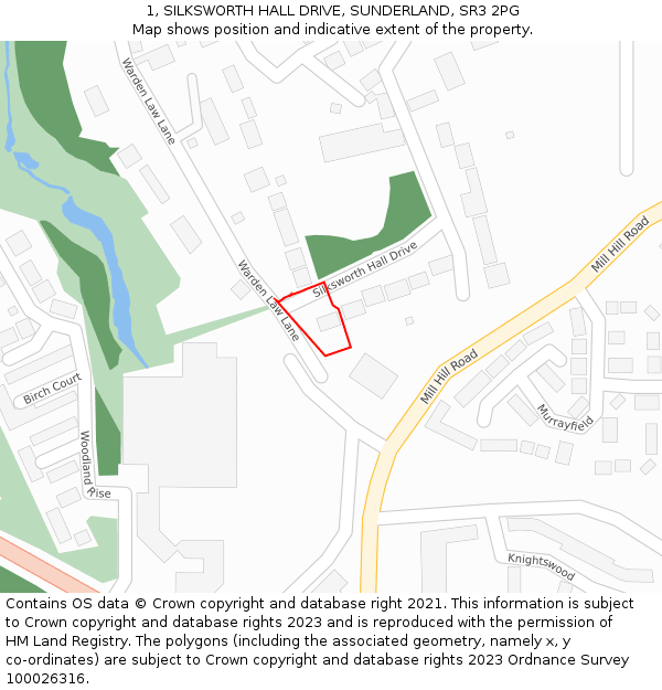 1, SILKSWORTH HALL DRIVE, SUNDERLAND, SR3 2PG: Location map and indicative extent of plot