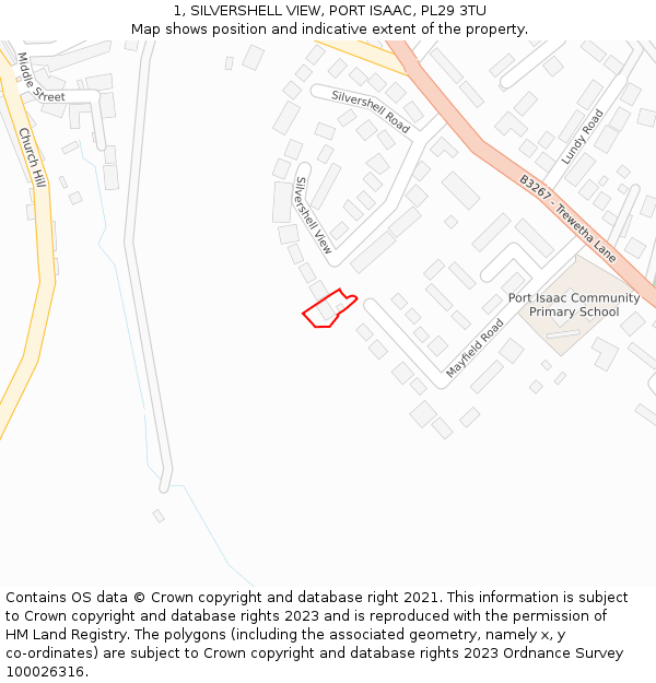 1, SILVERSHELL VIEW, PORT ISAAC, PL29 3TU: Location map and indicative extent of plot