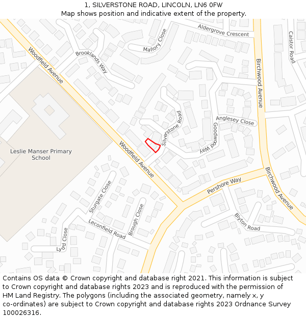1, SILVERSTONE ROAD, LINCOLN, LN6 0FW: Location map and indicative extent of plot