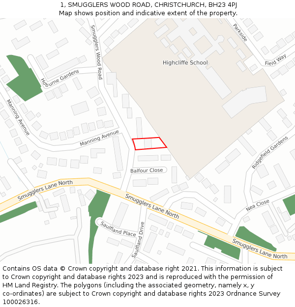 1, SMUGGLERS WOOD ROAD, CHRISTCHURCH, BH23 4PJ: Location map and indicative extent of plot
