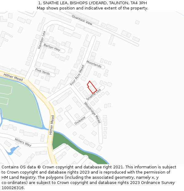 1, SNATHE LEA, BISHOPS LYDEARD, TAUNTON, TA4 3PH: Location map and indicative extent of plot