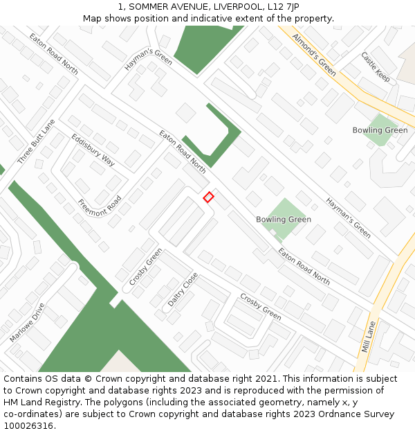 1, SOMMER AVENUE, LIVERPOOL, L12 7JP: Location map and indicative extent of plot