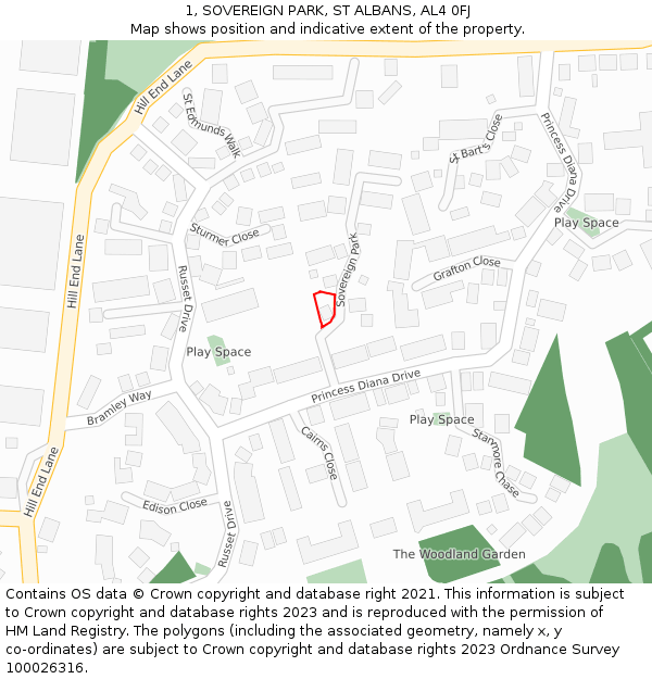 1, SOVEREIGN PARK, ST ALBANS, AL4 0FJ: Location map and indicative extent of plot