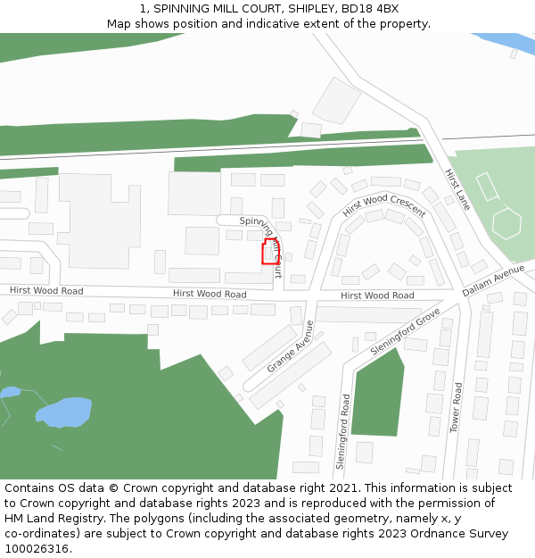 1, SPINNING MILL COURT, SHIPLEY, BD18 4BX: Location map and indicative extent of plot