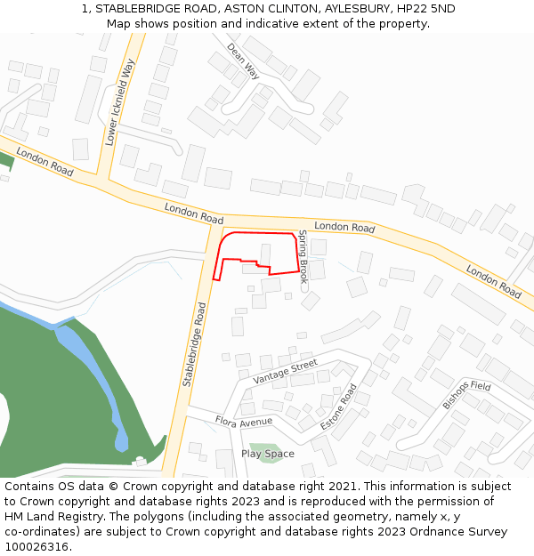 1, STABLEBRIDGE ROAD, ASTON CLINTON, AYLESBURY, HP22 5ND: Location map and indicative extent of plot