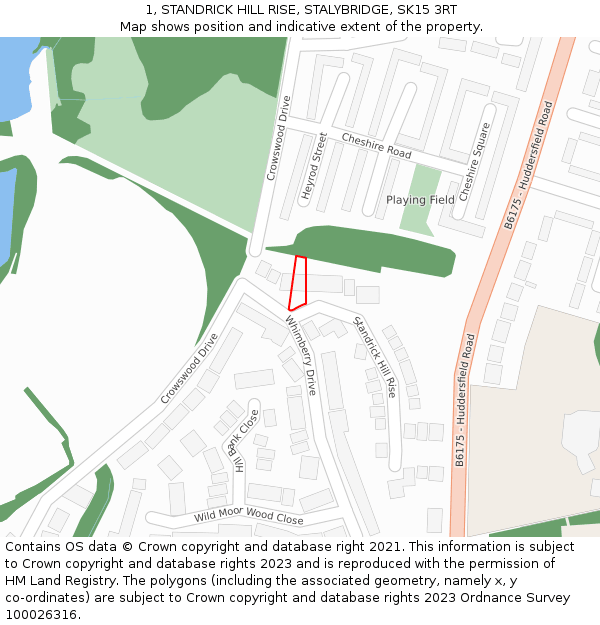 1, STANDRICK HILL RISE, STALYBRIDGE, SK15 3RT: Location map and indicative extent of plot