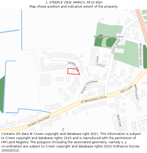 1, STEEPLE VIEW, MARCH, PE15 9QH: Location map and indicative extent of plot