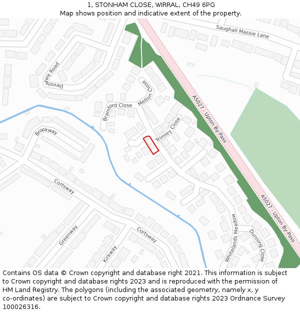 1, STONHAM CLOSE, WIRRAL, CH49 6PG: Location map and indicative extent of plot