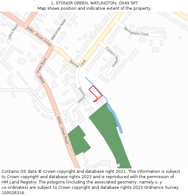 1, STONOR GREEN, WATLINGTON, OX49 5PT: Location map and indicative extent of plot