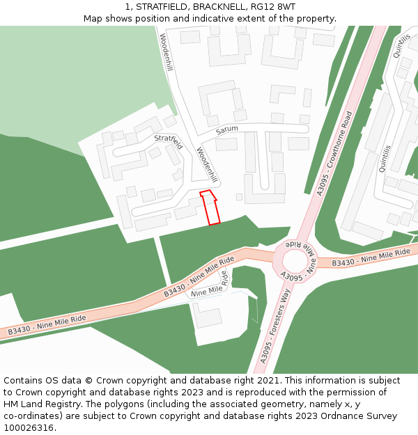 1, STRATFIELD, BRACKNELL, RG12 8WT: Location map and indicative extent of plot