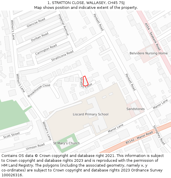 1, STRATTON CLOSE, WALLASEY, CH45 7SJ: Location map and indicative extent of plot