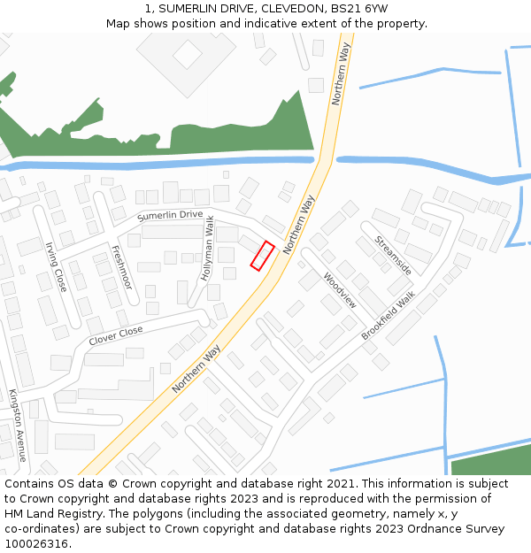 1, SUMERLIN DRIVE, CLEVEDON, BS21 6YW: Location map and indicative extent of plot