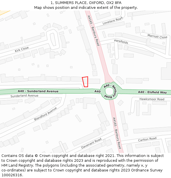 1, SUMMERS PLACE, OXFORD, OX2 8FA: Location map and indicative extent of plot