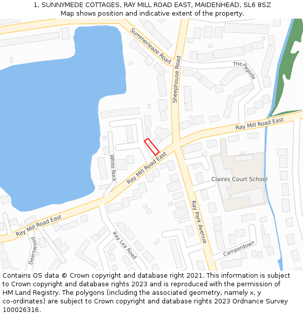 1, SUNNYMEDE COTTAGES, RAY MILL ROAD EAST, MAIDENHEAD, SL6 8SZ: Location map and indicative extent of plot