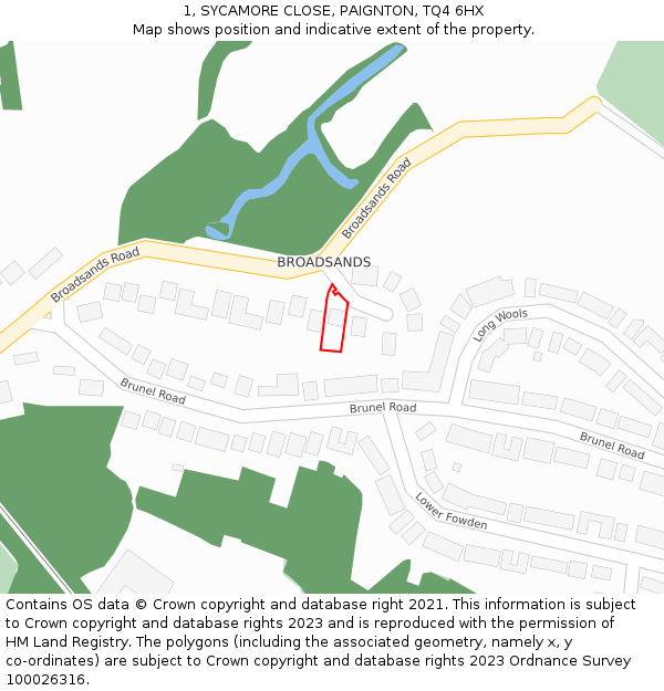 1, SYCAMORE CLOSE, PAIGNTON, TQ4 6HX: Location map and indicative extent of plot