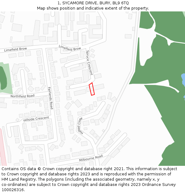 1, SYCAMORE DRIVE, BURY, BL9 6TQ: Location map and indicative extent of plot