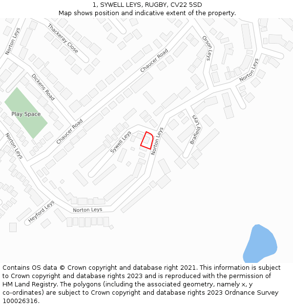 1, SYWELL LEYS, RUGBY, CV22 5SD: Location map and indicative extent of plot