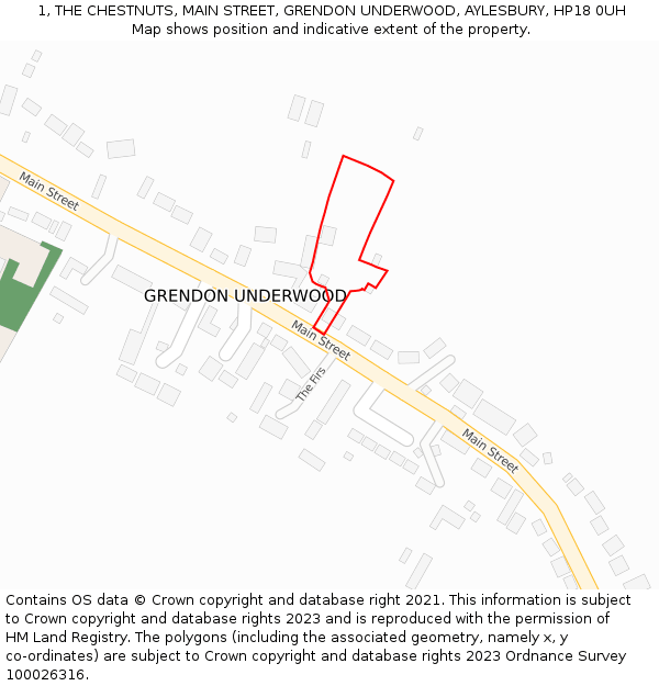 1, THE CHESTNUTS, MAIN STREET, GRENDON UNDERWOOD, AYLESBURY, HP18 0UH: Location map and indicative extent of plot