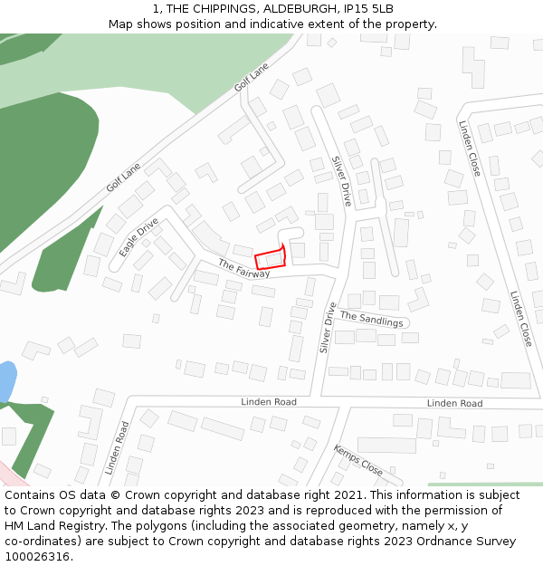 1, THE CHIPPINGS, ALDEBURGH, IP15 5LB: Location map and indicative extent of plot