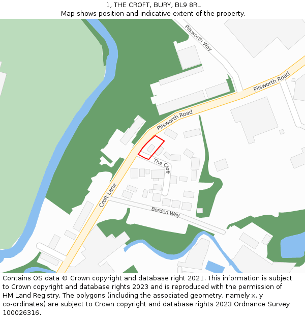 1, THE CROFT, BURY, BL9 8RL: Location map and indicative extent of plot