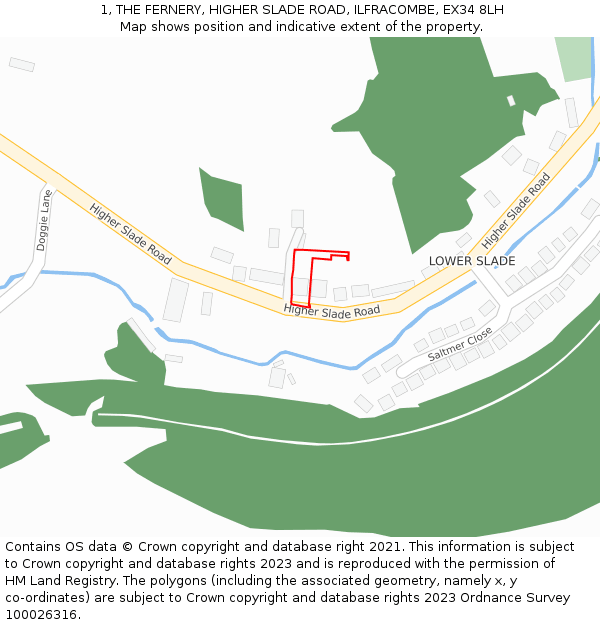 1, THE FERNERY, HIGHER SLADE ROAD, ILFRACOMBE, EX34 8LH: Location map and indicative extent of plot