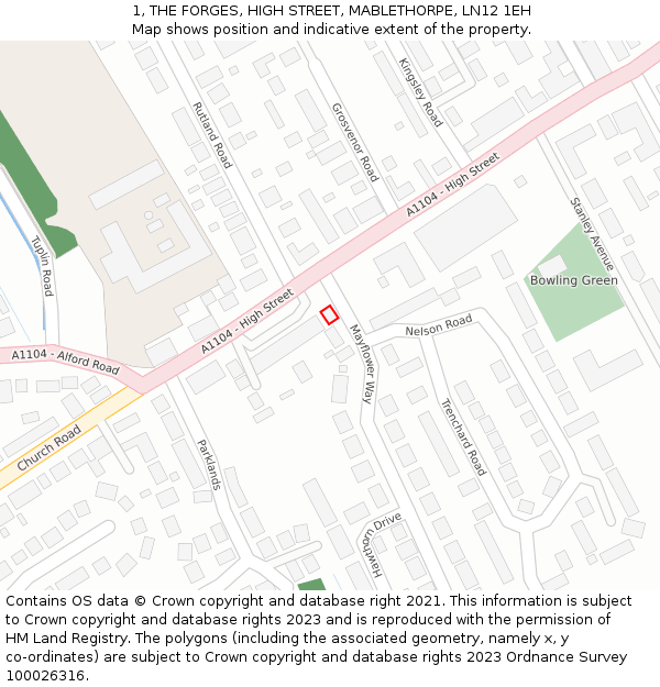 1, THE FORGES, HIGH STREET, MABLETHORPE, LN12 1EH: Location map and indicative extent of plot