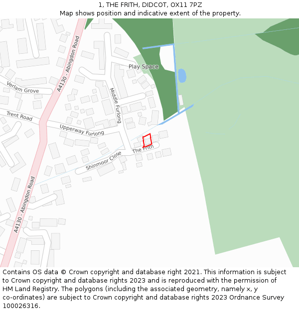 1, THE FRITH, DIDCOT, OX11 7PZ: Location map and indicative extent of plot