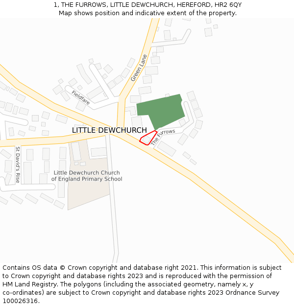 1, THE FURROWS, LITTLE DEWCHURCH, HEREFORD, HR2 6QY: Location map and indicative extent of plot