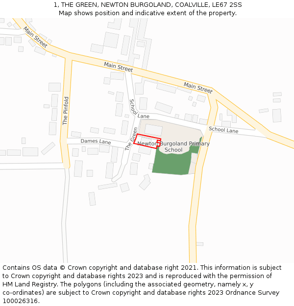 1, THE GREEN, NEWTON BURGOLAND, COALVILLE, LE67 2SS: Location map and indicative extent of plot