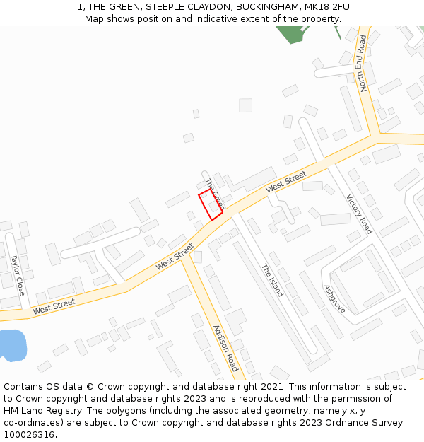 1, THE GREEN, STEEPLE CLAYDON, BUCKINGHAM, MK18 2FU: Location map and indicative extent of plot